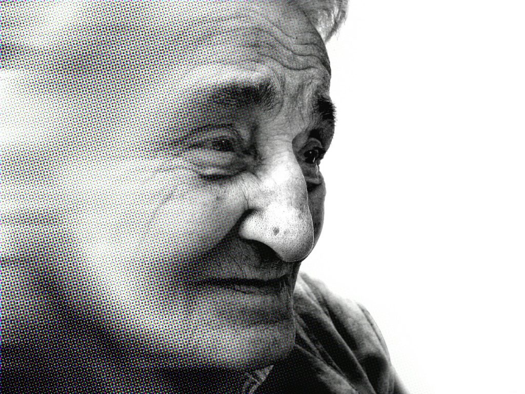 Side profile of senior woman