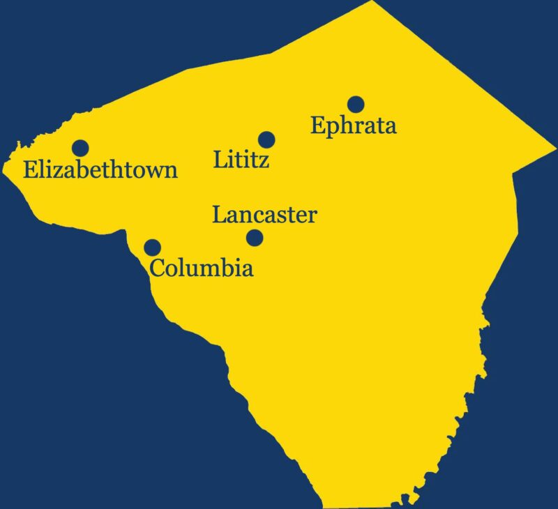 Service area map of Lancaster County